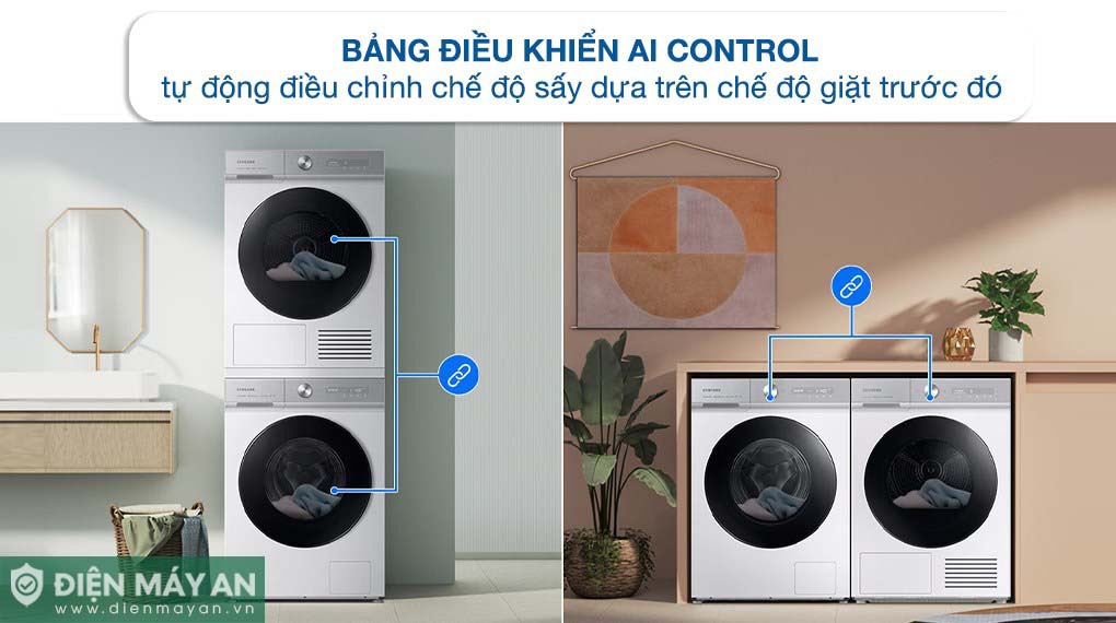 Máy Sấy Bơm Nhiệt Samsung Bespoke AI 9 Kg DV90BB9440GH/SV